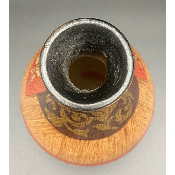 Heritage Mint Ceramic Faux Wood Grain Red Brown Gold Floral Vase 8" 2009 EUC - Picture 6 of 7